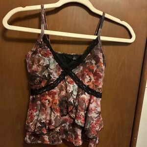 Floral Lace Trim Cami Top